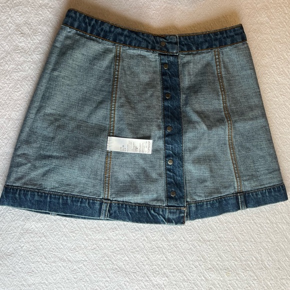 TOPSHOP Petite Button Front Blue Denim Skirt A-Line Size US 6 - Picture 3 of 7